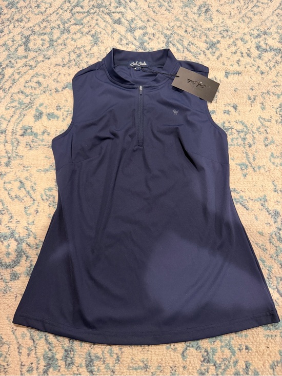 Bad Birdie Tops - Bad Birdie Women's Navy Sleeveless Zip Golf Tank